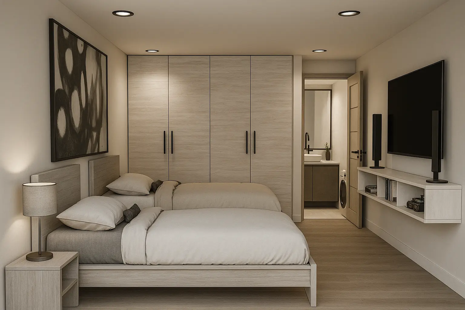 Visualización digital de la habitación secundaria del Apartamento Liliana