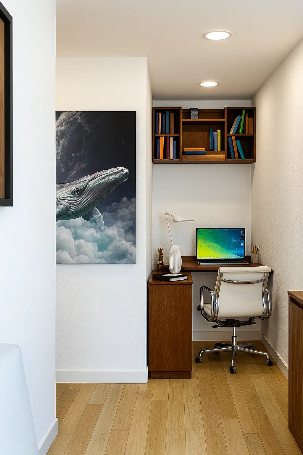 Visualización digital del espacio de estudio del Apartamento Flor